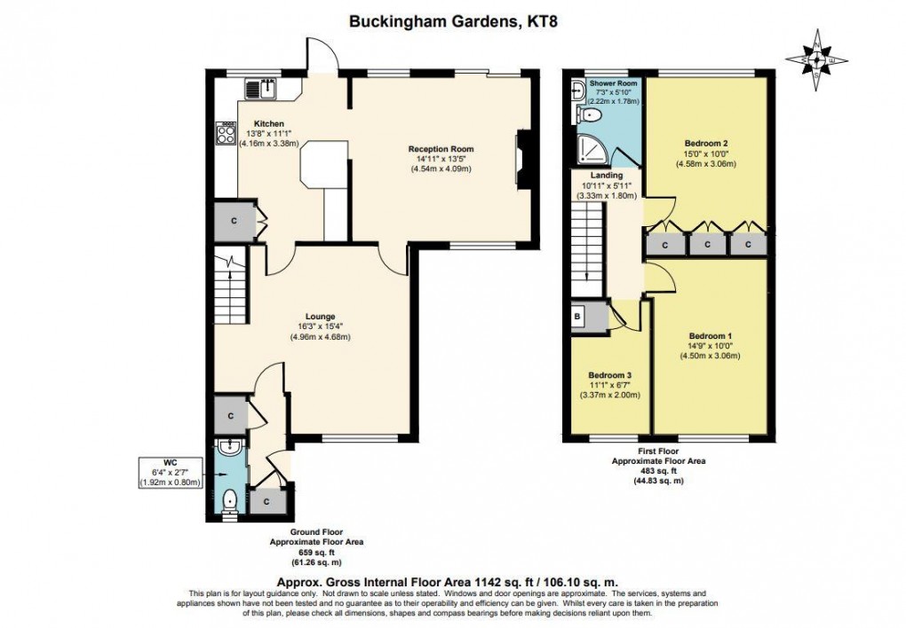 Floorplan for Buckingham Gardens, West Molesey