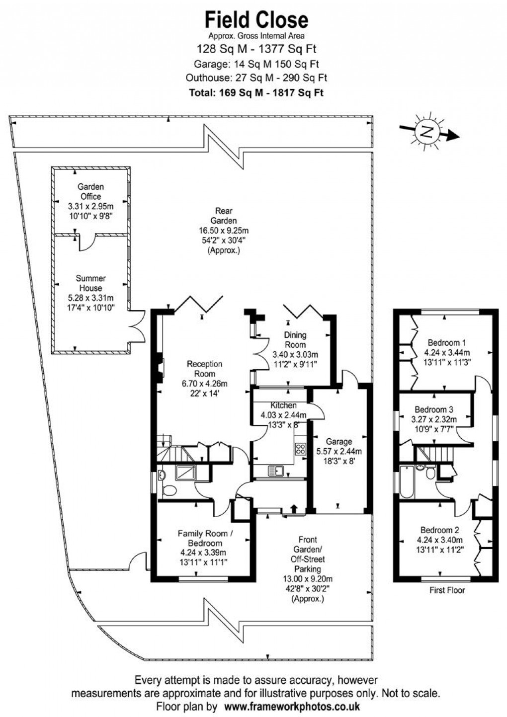Floorplan for Field Close, West Molesey