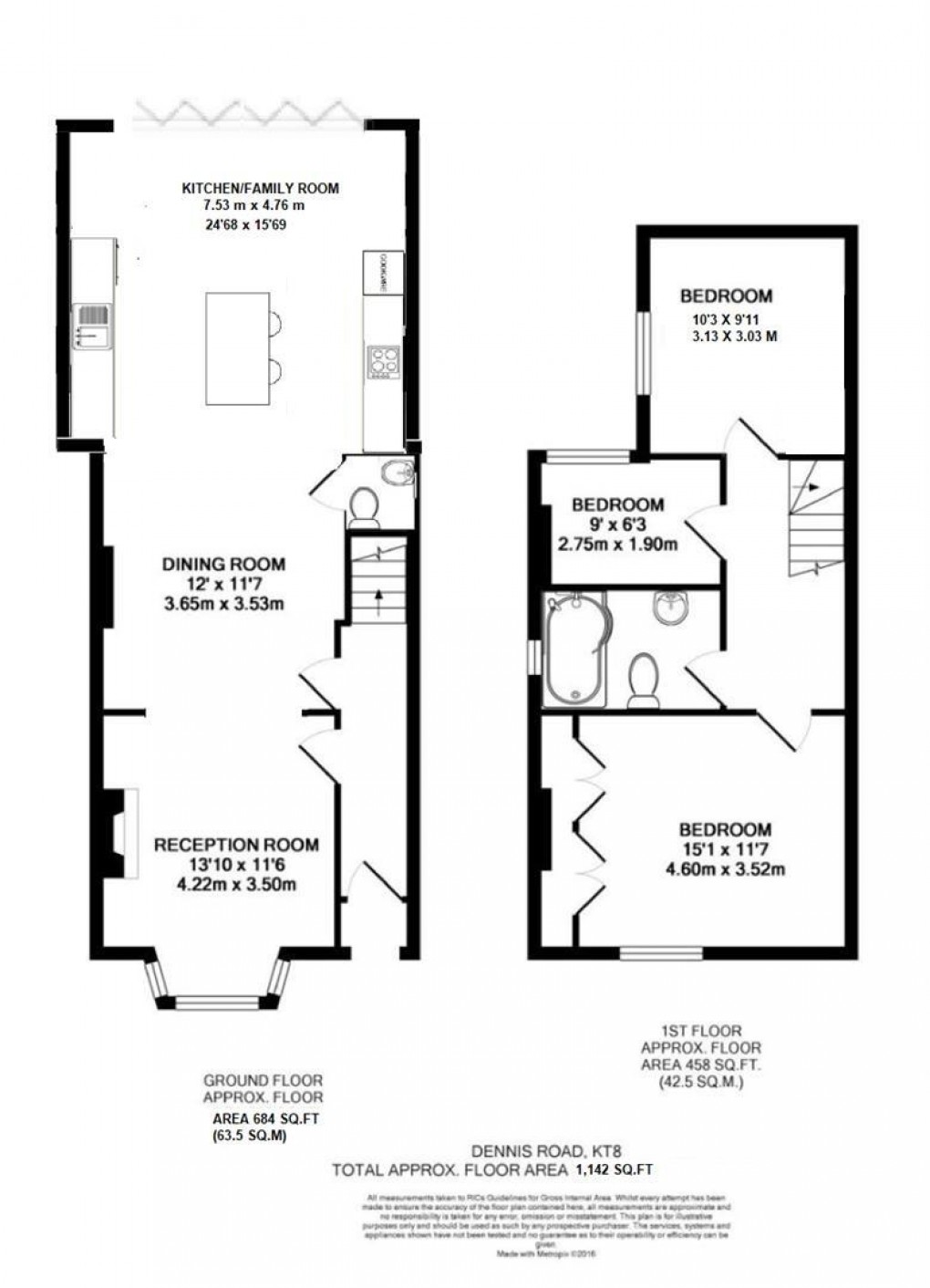 Floorplan for Dennis Road, East Molesey