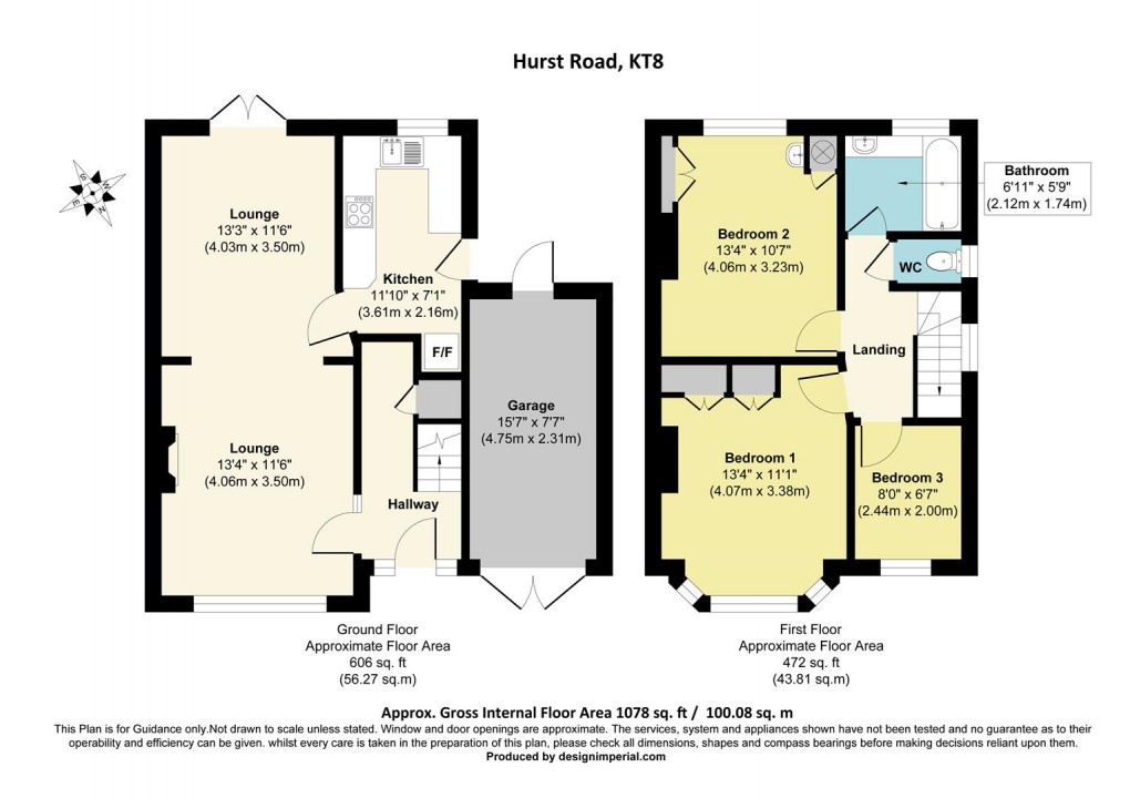 Floorplan for Hurst Road, West Molesey